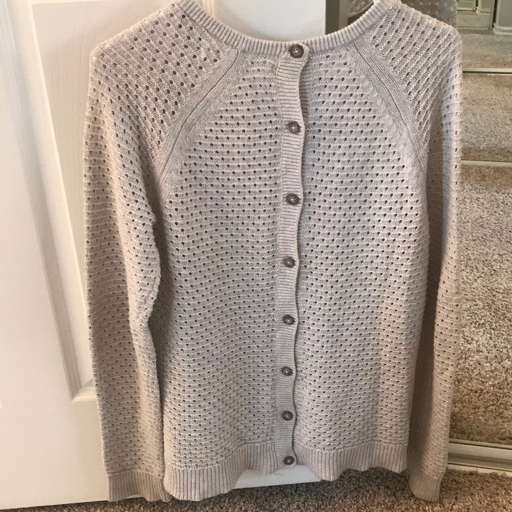 Tan sweater cute button accent